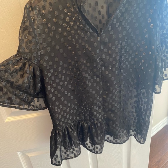 Beautiful black silk blouse with dots - Picture 3 of 3